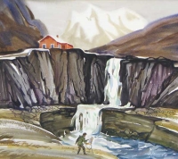 I near by waterfall, watercolour